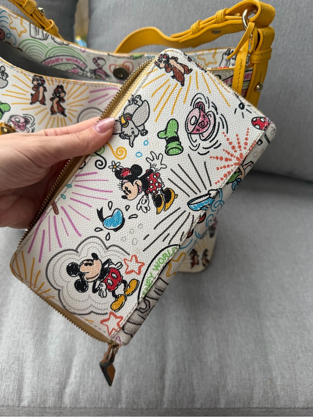 Dooney & Bourke Disney Parks Yellow-Trim Canvas Shoulder Bag with Wallet - Picture 8 of 8
